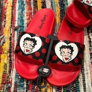 Betty Boop Red and Black Heart Slides